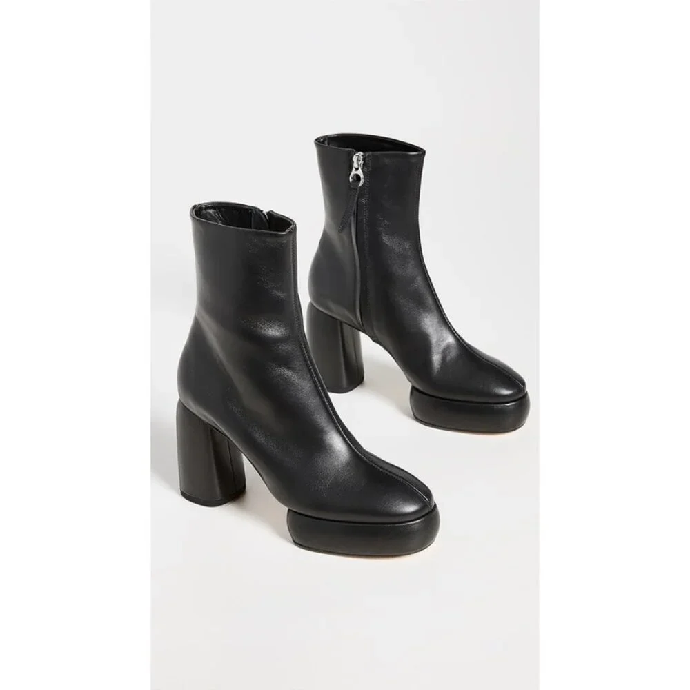 New Aeyde Emmy Boot In Black Leather Sz 38